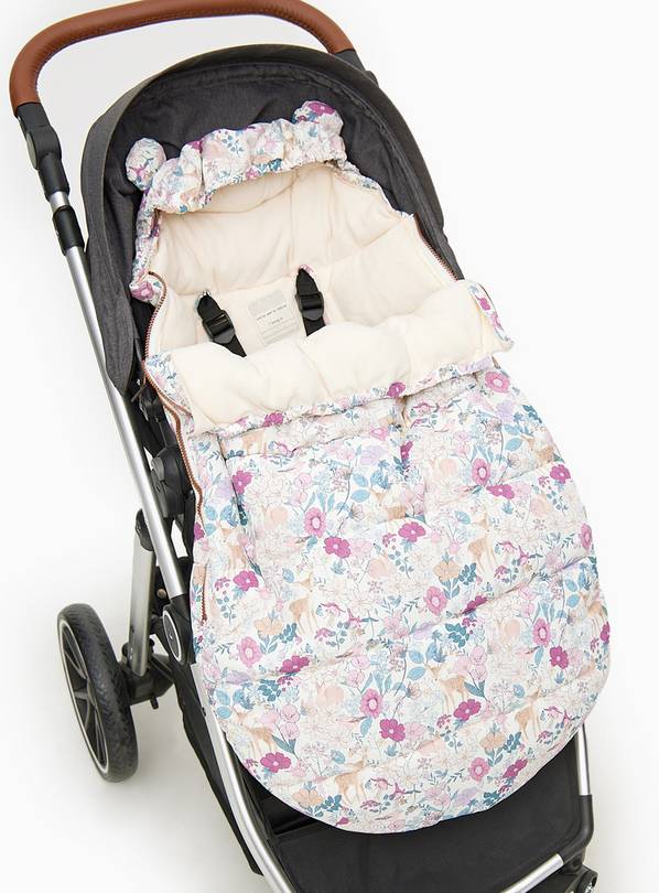 Buy Cream Floral Woodland Print Fleece Lined Footmuff One Size Coats and jackets Argos